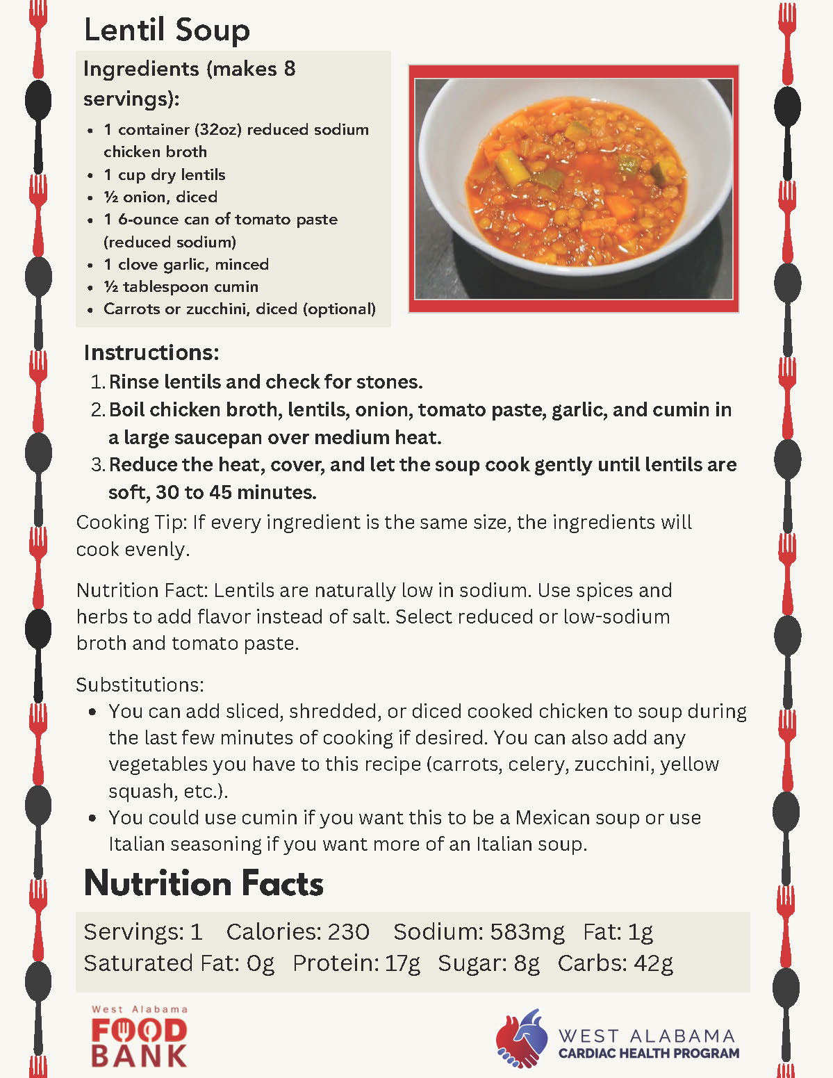 Lentil Soup WACH Recipes card